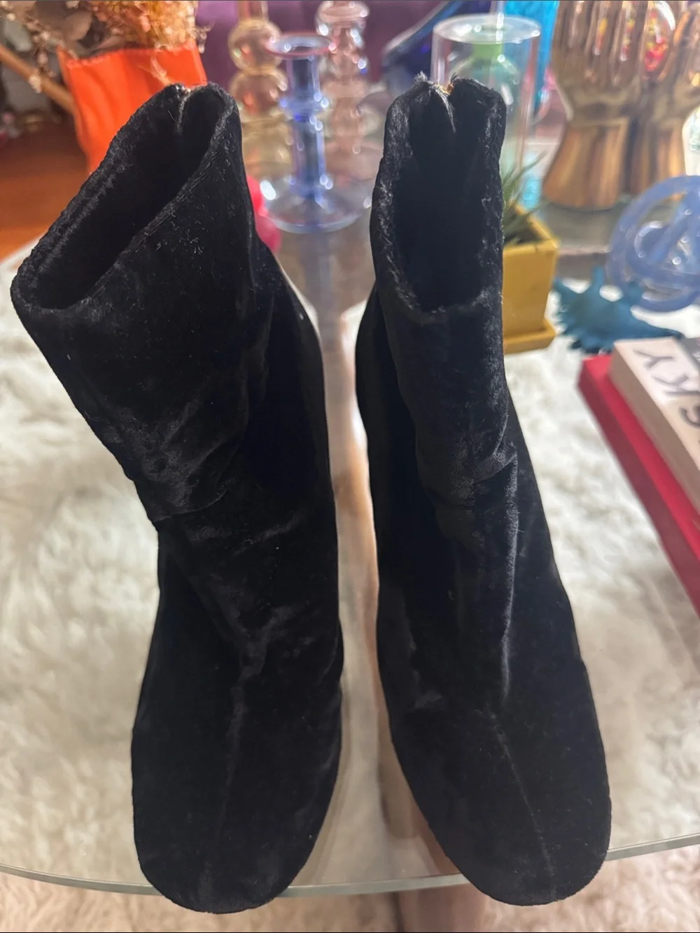 JOIE Saleema Velvet Block Heel Ankle Boots
